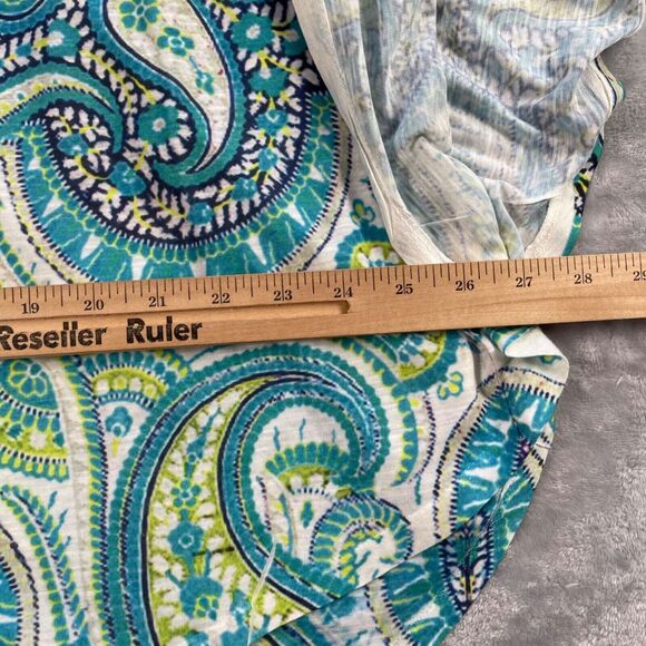 Style & Co Top 2X Multicolor Paisley Crochet Trim Sublimation Butterfly Sleeve - Picture 7 of 12